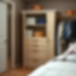 Stylish five-foot closet organizer with drawers showcasing versatile storage solutions