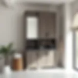 Elegant tall bathroom cabinet with decorative features