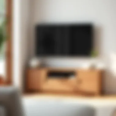 Stylish Corner TV Stand with Wood Finish Stylish corner TV stand showcasing elegant wood finish