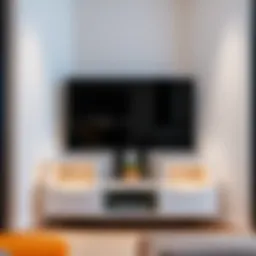 Sleek modern corner TV stand with 55-inch television