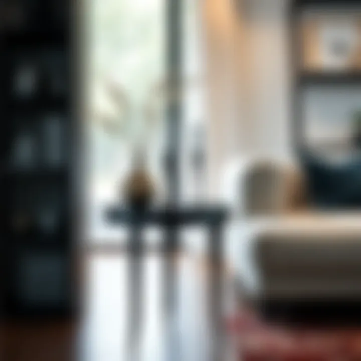 Decorative Elegance Stylish narrow black side table with decorative elements