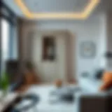 Stylish Integration of a Narrow Wardrobe Armoire Elegant narrow wardrobe armoire in modern living room