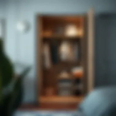 Maximizing Space with Organized Storage Solutions Functional interior of a narrow wardrobe armoire with organized storage