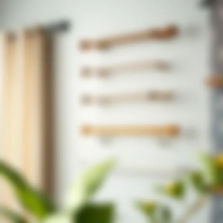 Variety of No-Drilling Curtain Rod Designs Comparison of various no-drilling curtain rod designs on a wall