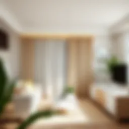 Elegant no-drilling curtain rod display in a stylish living room