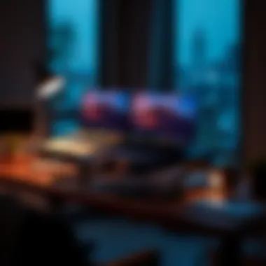 Ergonomic Workspace Benefits An ergonomic workspace with a dual laptop setup enhancing productivity.