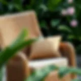 Luxury outdoor cushion on a wicker rocking chair