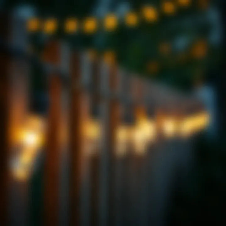 Energy-Efficient LED String Lights Close-up view of energy-efficient LED string lights twinkling on a fence
