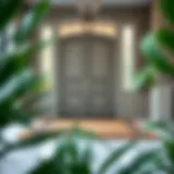 Elegant entryway featuring an oversize front door mat