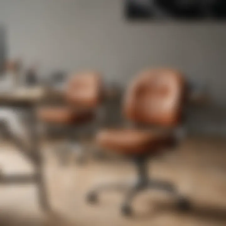 Variety of materials used in padded desk chairs displayed on a table