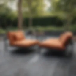 Stylish platform patio furniture set in a modern outdoor setting