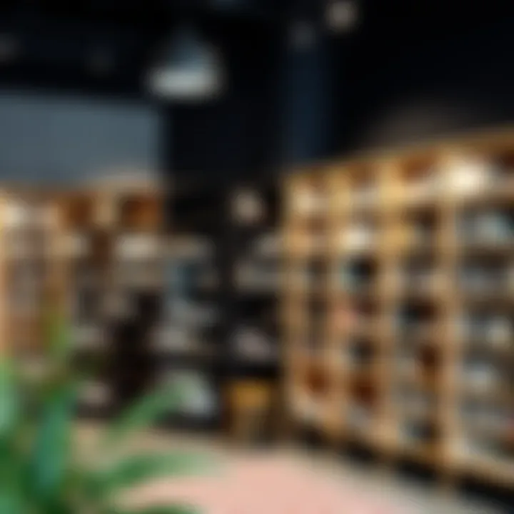 Stylish Retail Bookshelf Display Diverse range of bookshelves displayed in a stylish retail setting