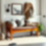 Stylish Wooden Bench for Entryways Elegant wooden entryway bench with decorative cushions