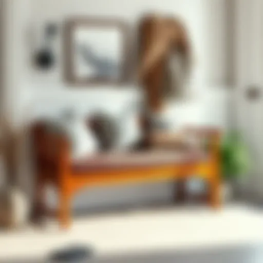 Stylish Wooden Bench for Entryways Elegant wooden entryway bench with decorative cushions