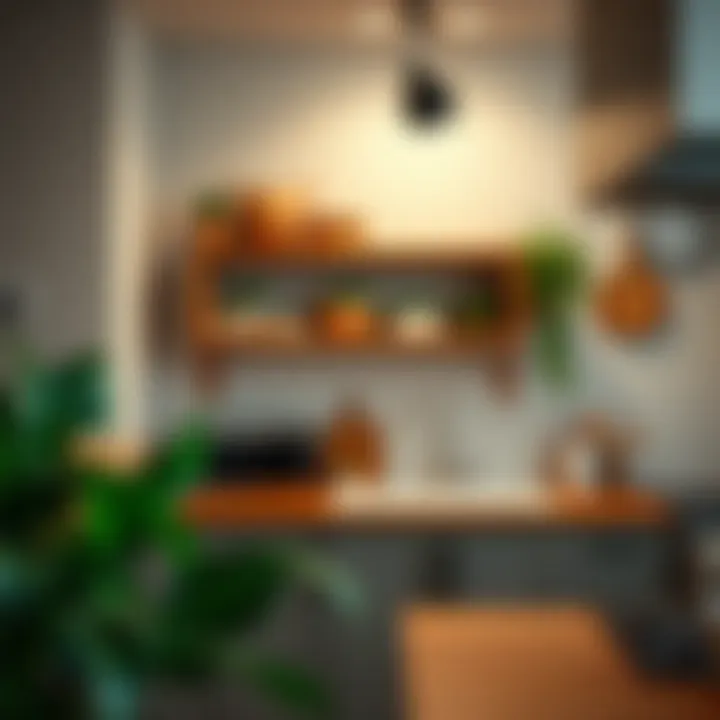 Functional small open shelves in a cozy kitchen setting