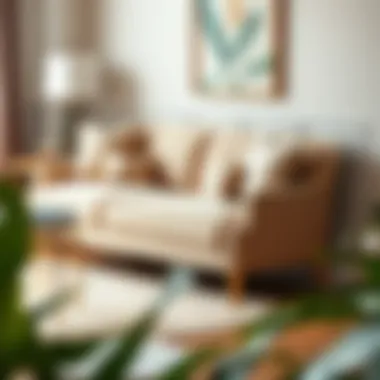 Luxurious fabric loveseat paired with decorative pillows