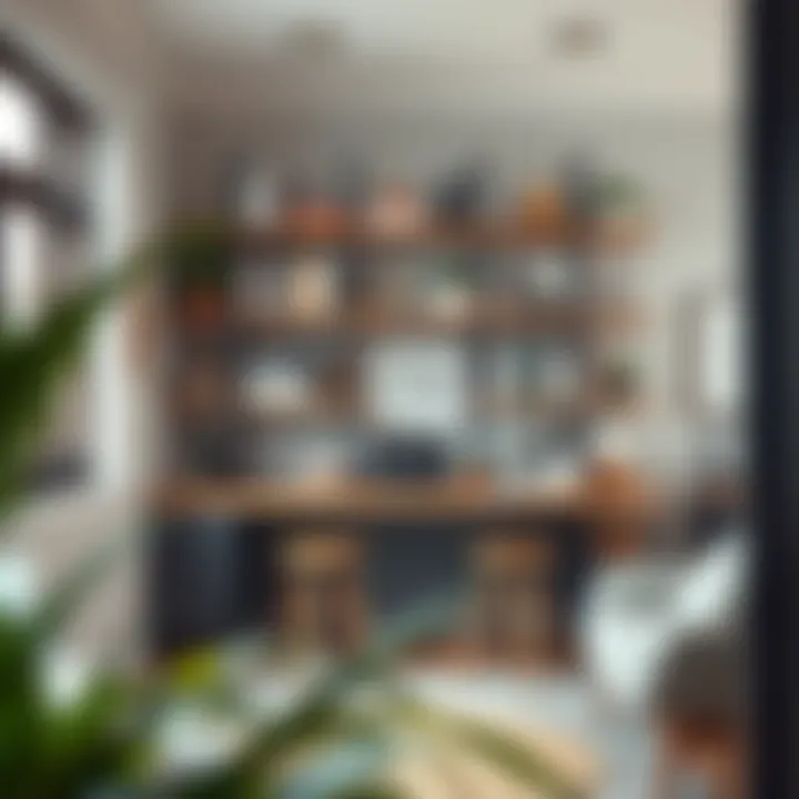 Stylish home office featuring adjustable shelving