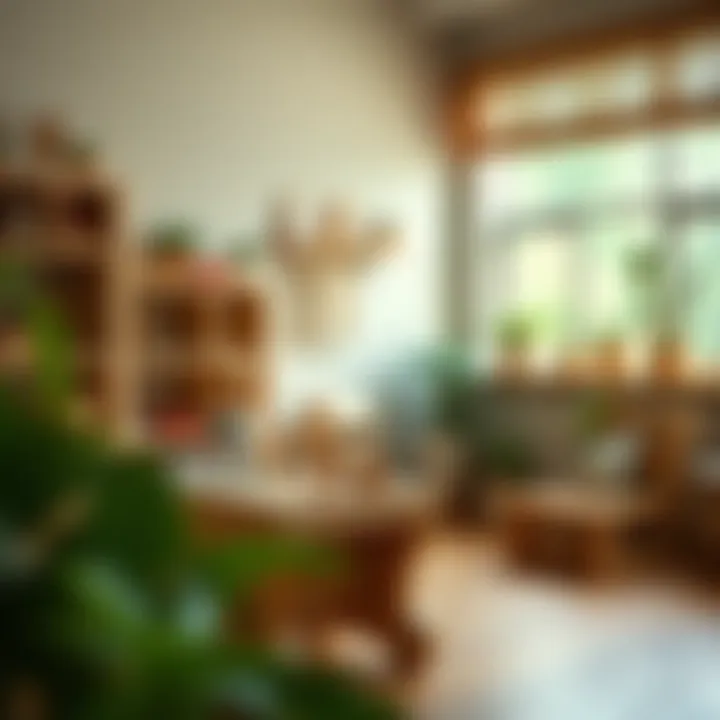 Sustainability in the World of Wooden Toys A serene and eco-friendly environment highlighting the sustainability of wooden toys.