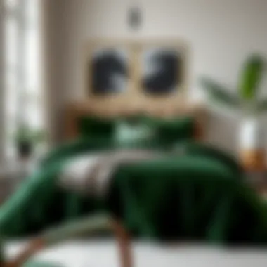 Elevating Modern Decor with Velvet Elegance Dark green velvet comforter set complementing a modern bedroom decor