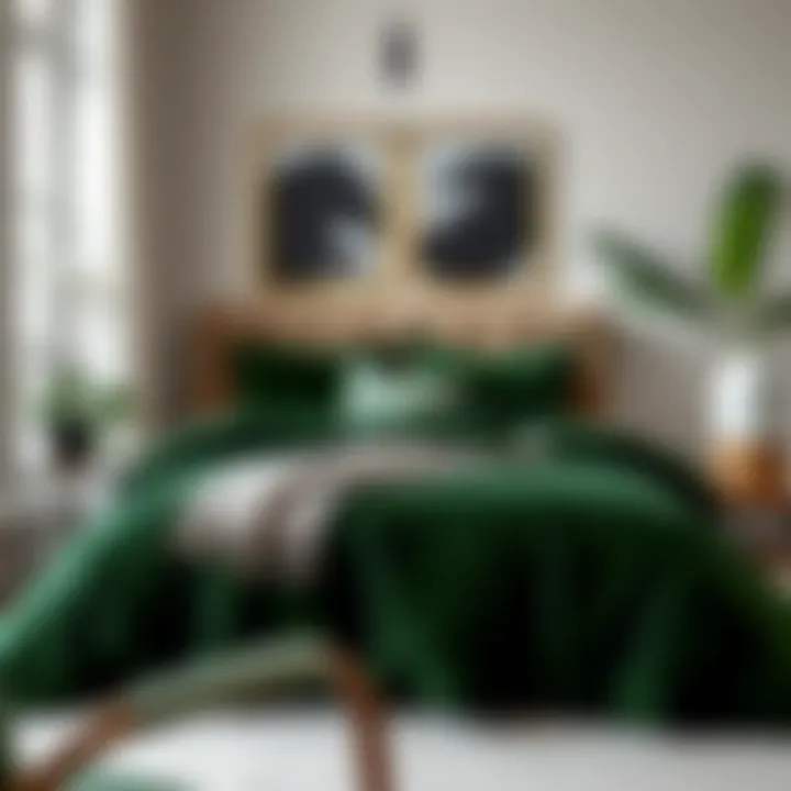 Elevating Modern Decor with Velvet Elegance Dark green velvet comforter set complementing a modern bedroom decor