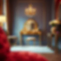 Elegant gold vanity chair in a luxurious setting