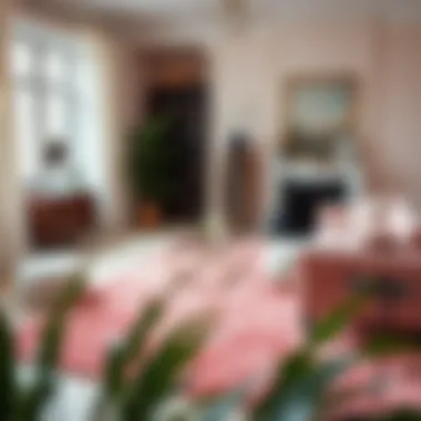 Stylish Interior with Pink Glam Rug Stylish interior featuring pink glam rug with matching decor elements