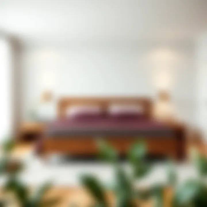 Elegant Minimalist Wooden Double Bed Elegant wooden double bed in a minimalist bedroom