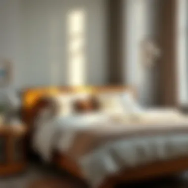 Stylish Wooden Double Bed with Decorative Bedding Stylish wooden double bed with decorative bedding