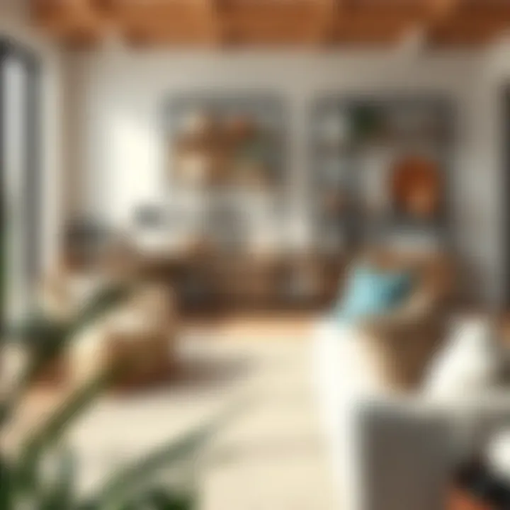 Wicker Rattan in Modern Interiors Contemporary living space featuring wicker rattan shelves