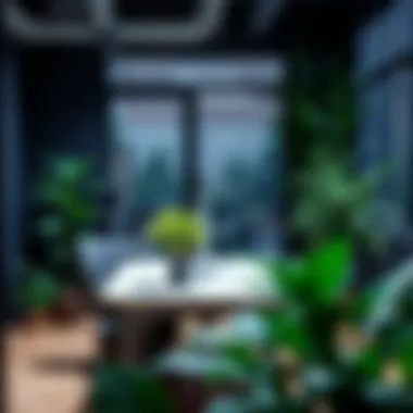 Inspiring Spaces: Faux Plants in Work Environments A stylish workspace decorated with lifelike artificial plants