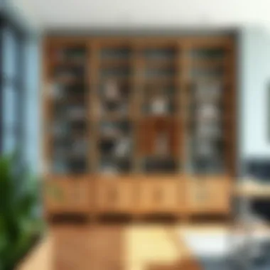 Eco-Friendly Design: Reclaimed Wood Bookshelves Stylish bookshelf made from reclaimed wood in an office setting