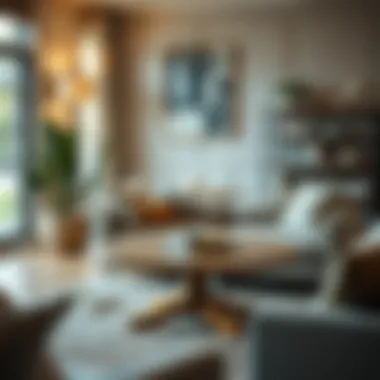 A well-proportioned round table in a cozy living area