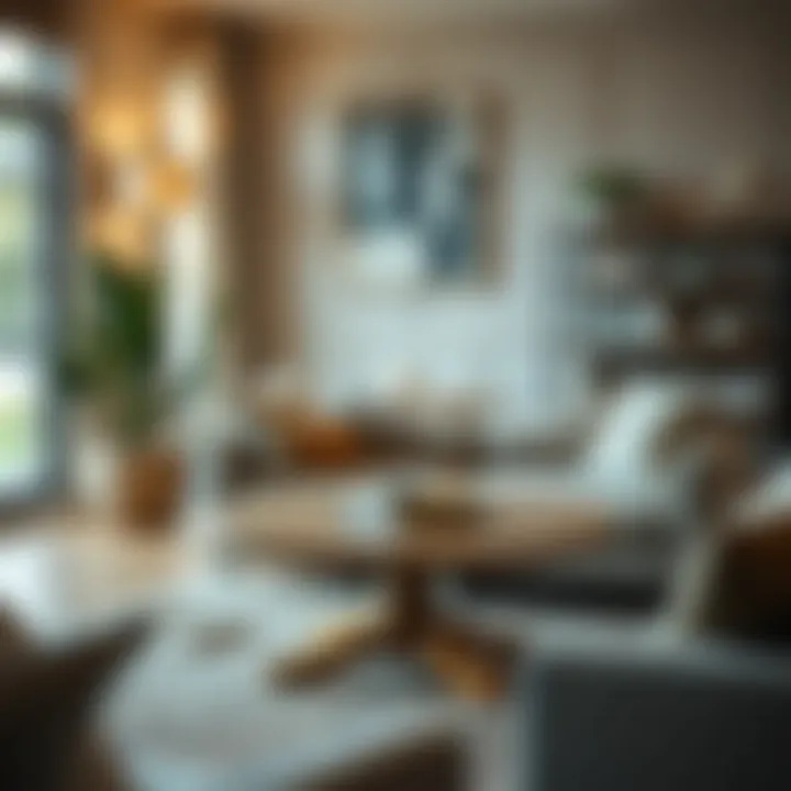 A well-proportioned round table in a cozy living area