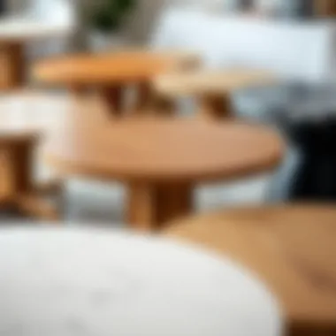 Variety of materials for round tables displayed together