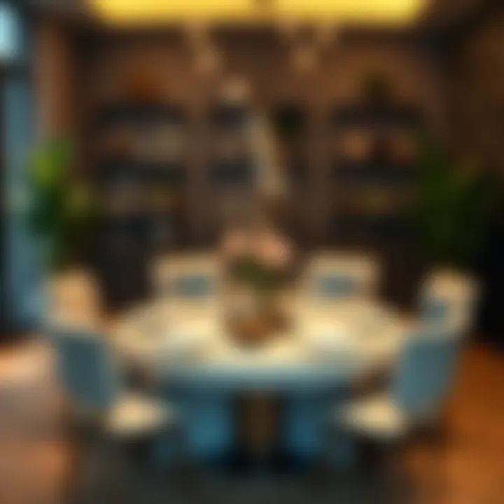 Stylishly arranged round table set for a gathering