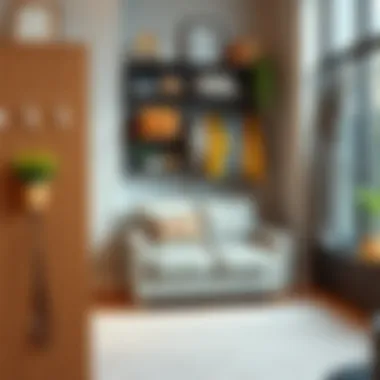 Organized space highlighting the practical use of wall hooks