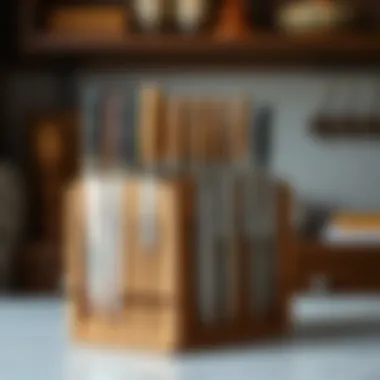 Elegant cork knife organizer showcasing various knives