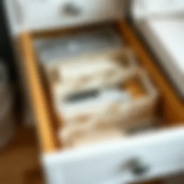 Neatly Arranged Drawer with Organizers A well-organized drawer with fabric organizers displaying neat arrangement