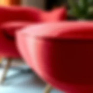 Texture Details of Red Lounge Chair Close-up of the textured fabric of a red lounge chair