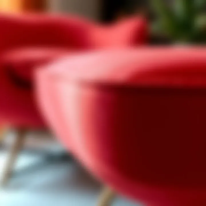 Texture Details of Red Lounge Chair Close-up of the textured fabric of a red lounge chair