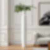 Elegant large white floor vase adorned with fresh greenery