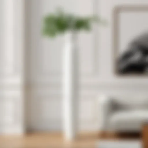 Elegant large white floor vase adorned with fresh greenery