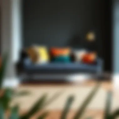 Aesthetic Versatility of Dark Grey Benches in Home Décor Stylish dark grey bench paired with colorful cushions