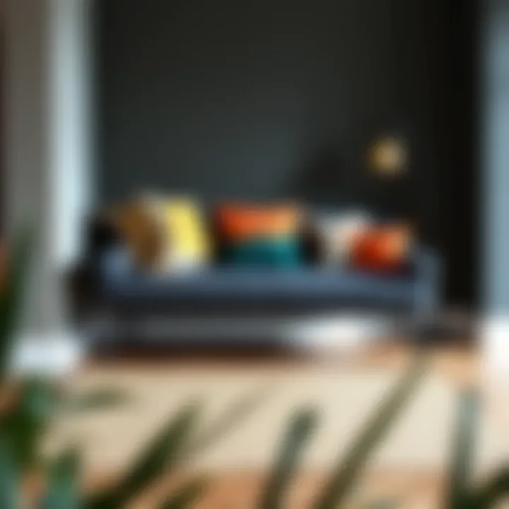 Aesthetic Versatility of Dark Grey Benches in Home Décor Stylish dark grey bench paired with colorful cushions