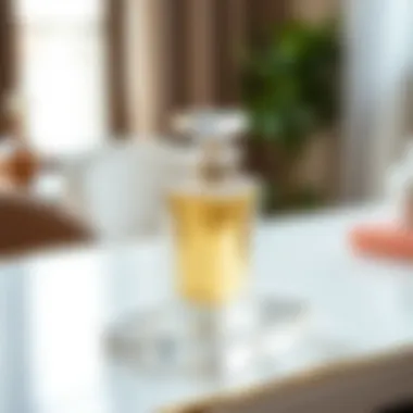 Close-up of a customizable acrylic perfume stand