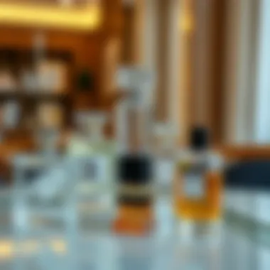 Elegant acrylic perfume stand showcasing a collection of perfumes