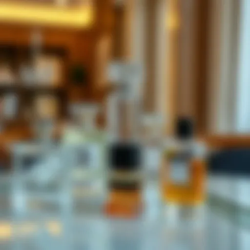 Elegant acrylic perfume stand showcasing a collection of perfumes