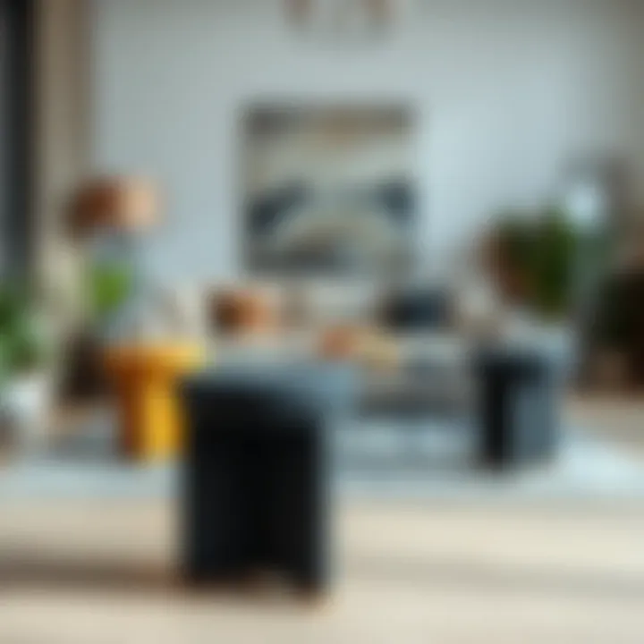 Stylish bench stools arranged in a modern living room