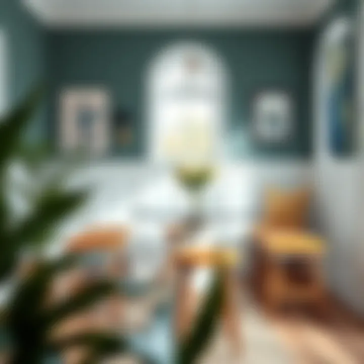 Trendy bench stools in a chic dining area