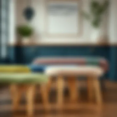 Variety of bench stools in different materials and colors